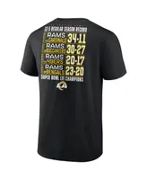 Men's Fanatics Black Los Angeles Rams Super Bowl Lvi Champions Schedule T-shirt