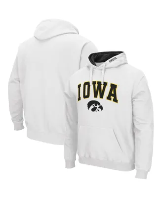Men's Colosseum White Iowa Hawkeyes Arch and Logo 3.0 Pullover Hoodie