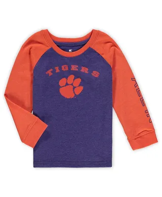 Toddler Unisex Colosseum Heathered Purple Clemson Tigers Long Sleeve Raglan T-shirt