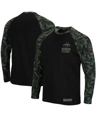 Men's Colosseum Black Iowa State Cyclones Oht Military-Inspired Appreciation Raglan Camo Long Sleeve T-shirt