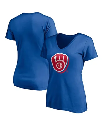 Women's Fanatics Royal Milwaukee Brewers Red, White and Team V-Neck T-shirt