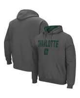 Men's Colosseum Charcoal Charlotte 49ers Arch and Logo Pullover Hoodie