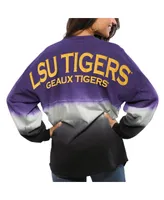 Women's Purple Lsu Tigers Ombre Long Sleeve Dip-Dyed Spirit Jersey T-shirt