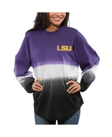 Women's Purple Lsu Tigers Ombre Long Sleeve Dip-Dyed Spirit Jersey T-shirt