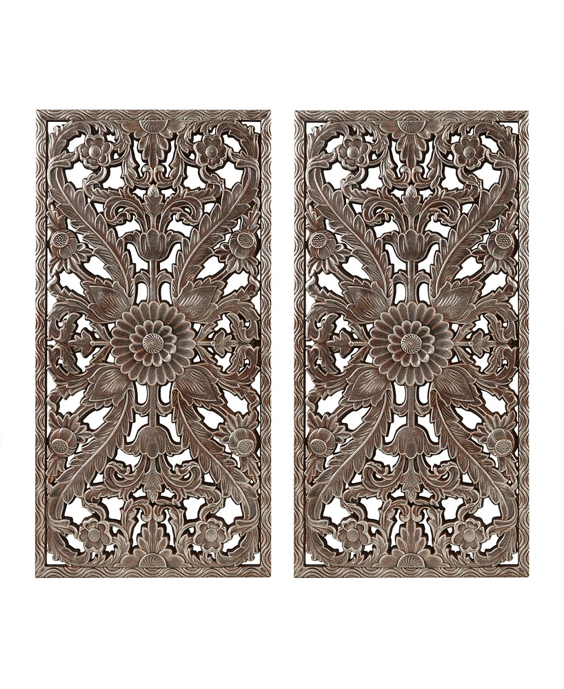 Madison Park Botanical Panel Carved Wall Set, 2 Piece