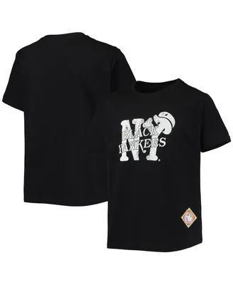 Big Boys Stitches Black New York Yankees Negro League Logo T-shirt