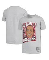 Big Boys Mitchell & Ness Clyde Drexler Gray Portland Trail Blazers Hardwood Classics King of the Court Player T-shirt