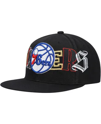 Men's Mitchell & Ness Black Philadelphia 76Ers Hype Type Snapback Hat