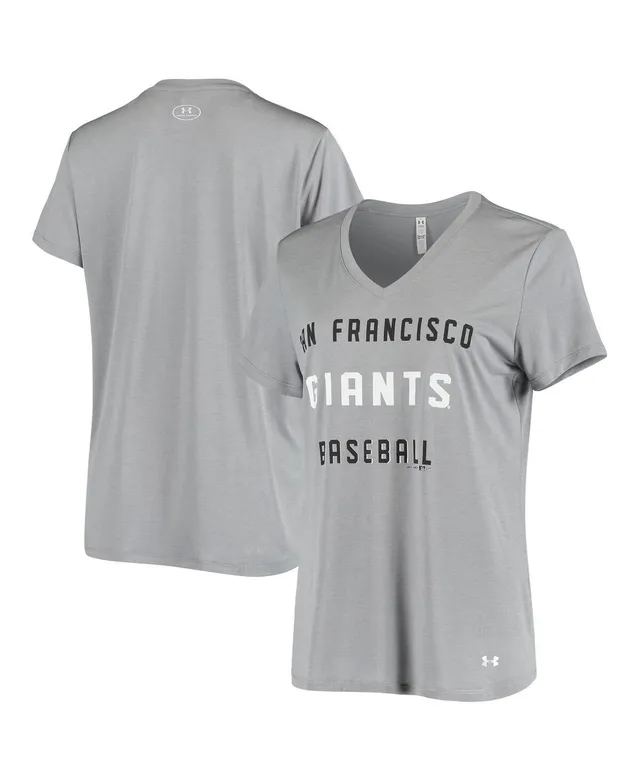 Women's Nike Orange/Gray San Francisco Giants Cooperstown Collection Logo  Tri-Blend Mid V-Neck T-Shirt