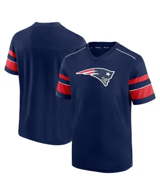 Men's Fanatics Navy New England Patriots Textured Hashmark V-Neck T-shirt