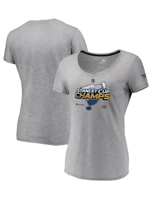 Women's Fanatics Gray St. Louis Blues 2019 Stanley Cup Champions Locker Room V-Neck T-shirt