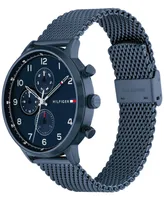 Tommy Hilfiger Men's Blue-Tone Stainless Steel Mesh Bracelet Watch 44mm