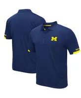 Men's Colosseum Navy Michigan Wolverines Logo Santry Polo Shirt