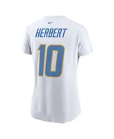 Women's Nike Justin Herbert White Los Angeles Chargers Player Name Number T-shirt