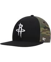 Men's '47 Black, Camo Houston Rockets Bramble Captain Snapback Hat