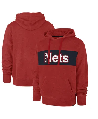 Men's '47 Brand Red Brooklyn Nets 2021/22 City Edition Wordmark Chest Pass Pullover Hoodie