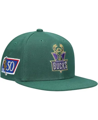 Men's Mitchell & Ness Green Milwaukee Bucks 50Th Anniversary Snapback Hat