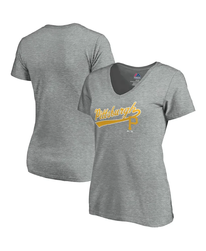 Women's Majestic Heathered Gray Pittsburgh Steelers Plus Size