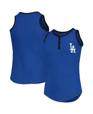 Big Girls New Era Royal Los Angeles Dodgers Henley Tank Top