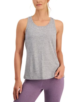 Id Ideology Women's Active Solid Pleated-Back Relaxed Tank Top, Created for Macy's