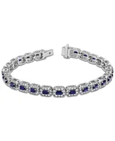 Sapphire (3 ct. t.w.) & Diamond (3 ct. t.w.) Halo Link Bracelet in 14k White Gold (Also in Emerald & Ruby)