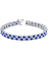 Sapphire (10 ct. t.w.) & Diamond (1 ct. t.w.) Double Row Bracelet in Sterling Silver (Also in Emerald)
