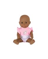 Dream Collection Bath Time 12" Toy Baby Doll with Unicorn Floaty - African American In Gift Box, 6 Piece