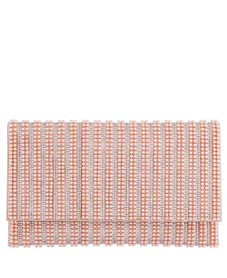 Women's Allover Imitation Pearl and Crystal Envelope Clutch