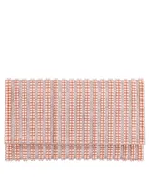 Women's Allover Imitation Pearl and Crystal Envelope Clutch