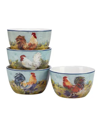 Certified International Rooster Meadow Ice Cream Bowl, Set of 4