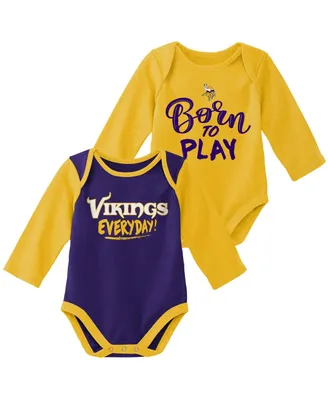 Unisex Newborn Infant Gold and Purple Minnesota Vikings Little Player Long Sleeve 2-Pack Bodysuit Set