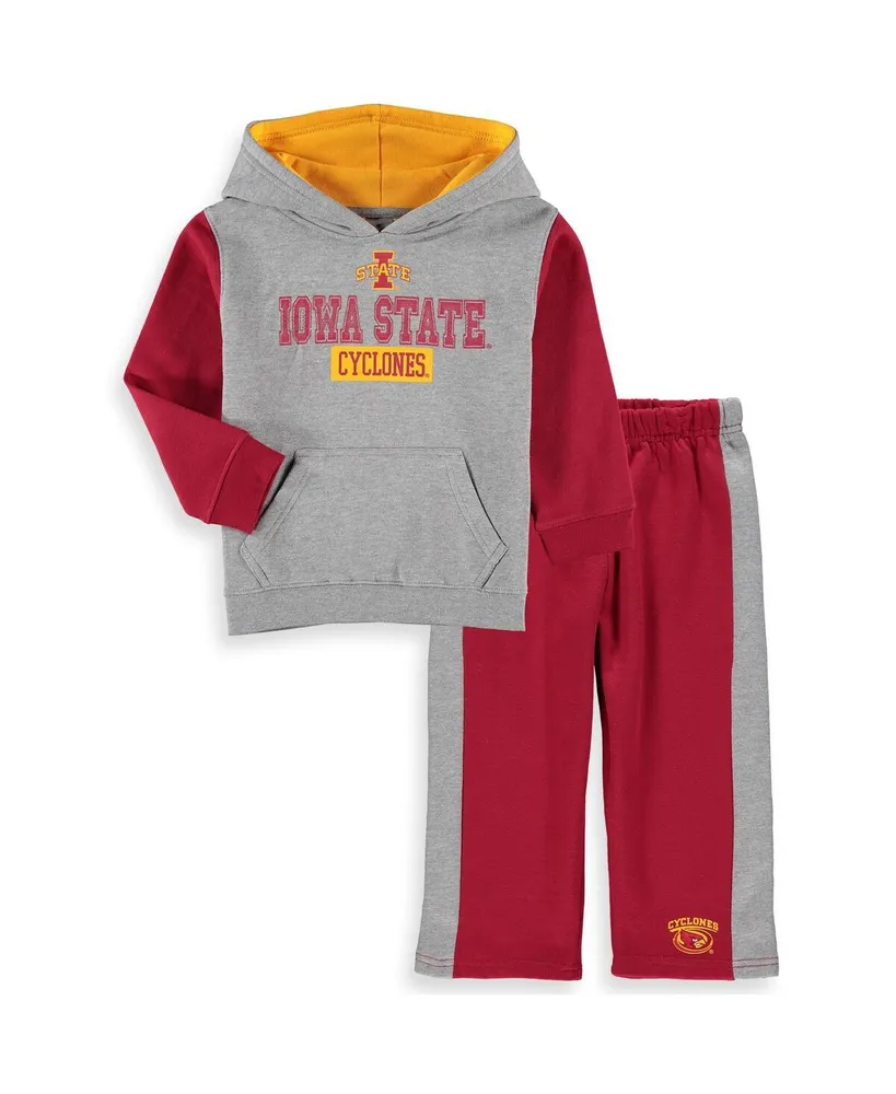 Toddler Boys Colosseum Heather Gray, Cardinal Iowa State Cyclones Back To School Fleece Hoodie and Pant Set