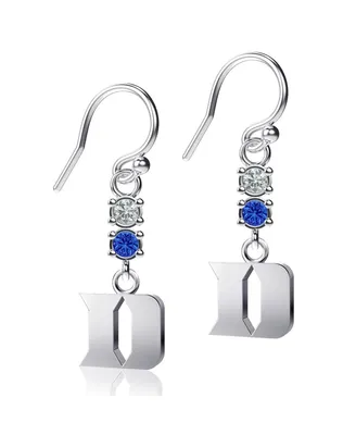 Women's Dayna Designs Duke Blue Devils Silver-Tone Dangle Crystal Earrings - Silver