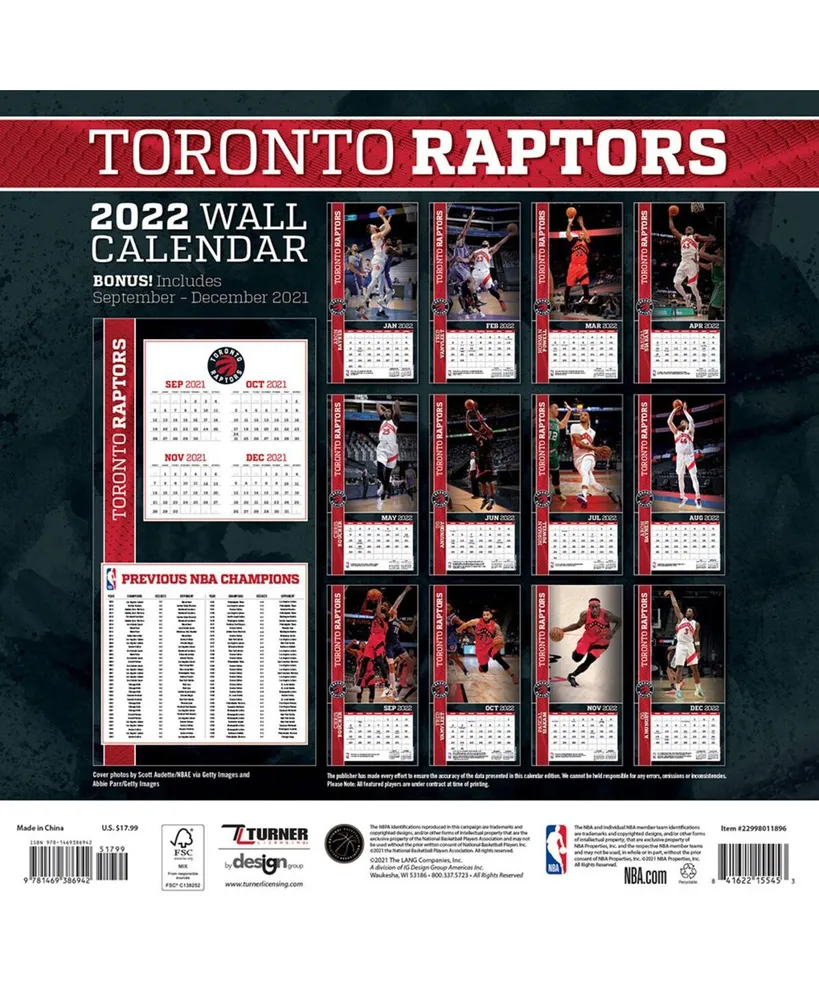 Turner Licensing Toronto Raptors 2022 Wall Calendar