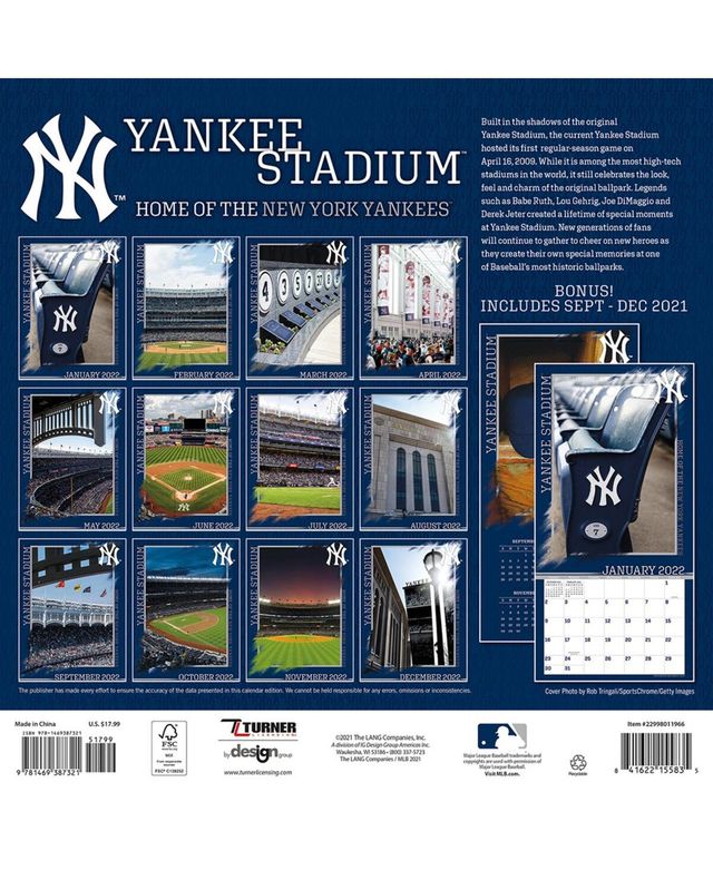 Turner Licensing New York Yankees 2022 Yankee Stadium Wall Calendar
