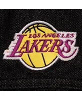 Women's The Wild Collective Black Los Angeles Lakers Patch Denim Button-Up Jacket