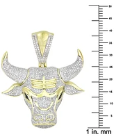 White Diamond (1 ct. t.w.) & Black Diamond Accent Bull Pendant in 10k Gold