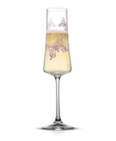 JoyJolt Meadow Butterfly Crystal Champagne Flutes, Set of 2