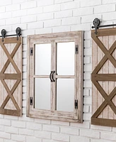 Glitzhome Oversized Farmhouse Wood Window Frame Wall Mirror