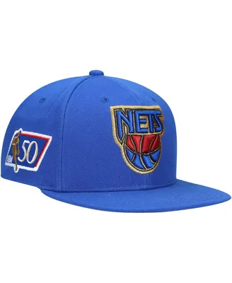Men's Mitchell & Ness Blue New Jersey Nets 50th Anniversary Snapback Hat