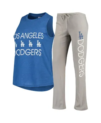 Women's Gray and Royal Los Angeles Dodgers Meter Muscle Tank Top Pants Sleep Set