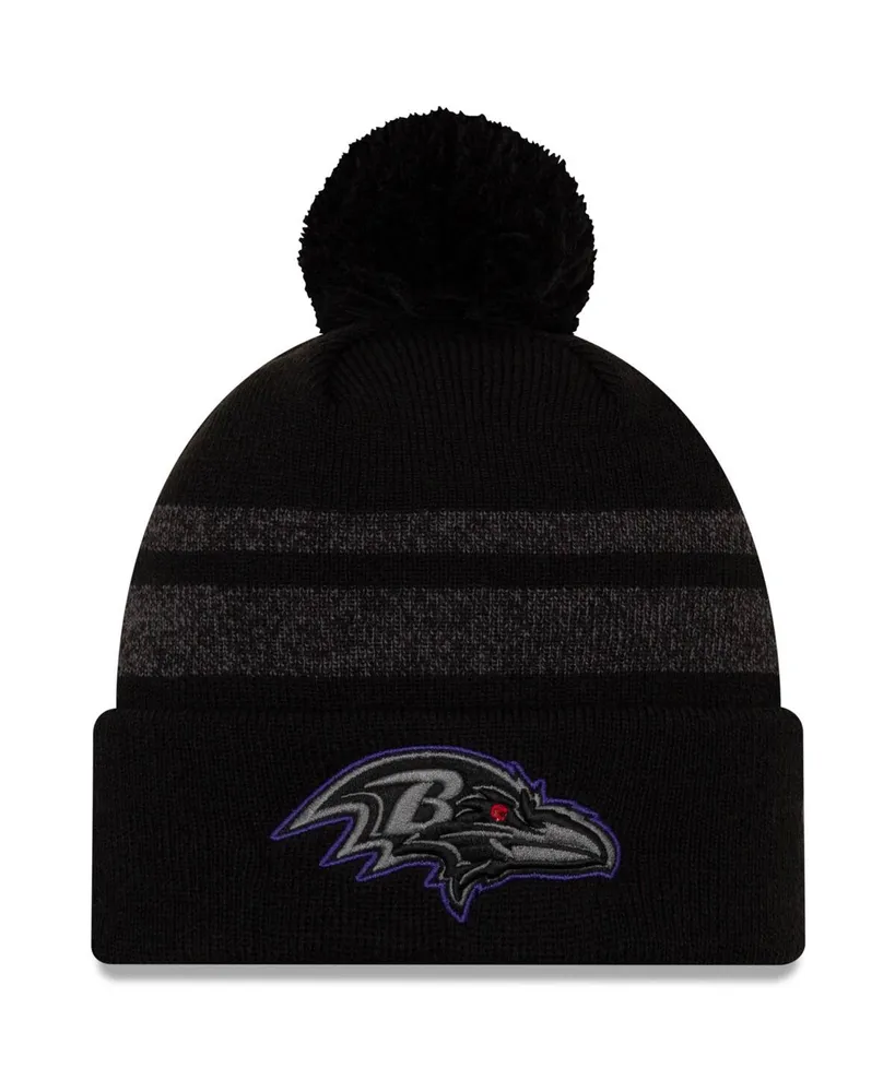 Men's Black Baltimore Ravens Dispatch Cuffed Knit Hat With Pom