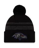 Men's Black Baltimore Ravens Dispatch Cuffed Knit Hat With Pom