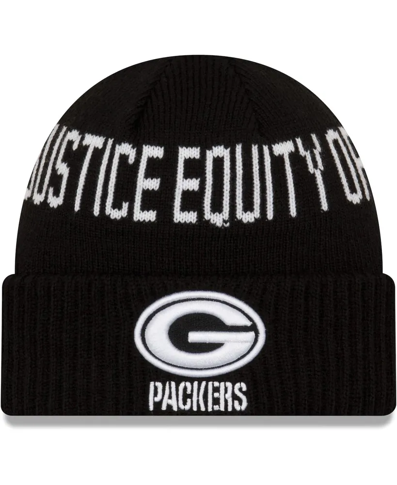 Big Boys and Girls Black Green Bay Packers Social Justice Cuffed Knit Hat