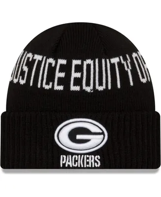 Big Boys and Girls Black Green Bay Packers Social Justice Cuffed Knit Hat