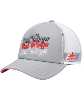 Women's Gray, White Detroit Red Wings Foam Trucker Snapback Hat