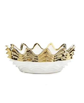 Scalloped Bowl, 10" - White, Gold