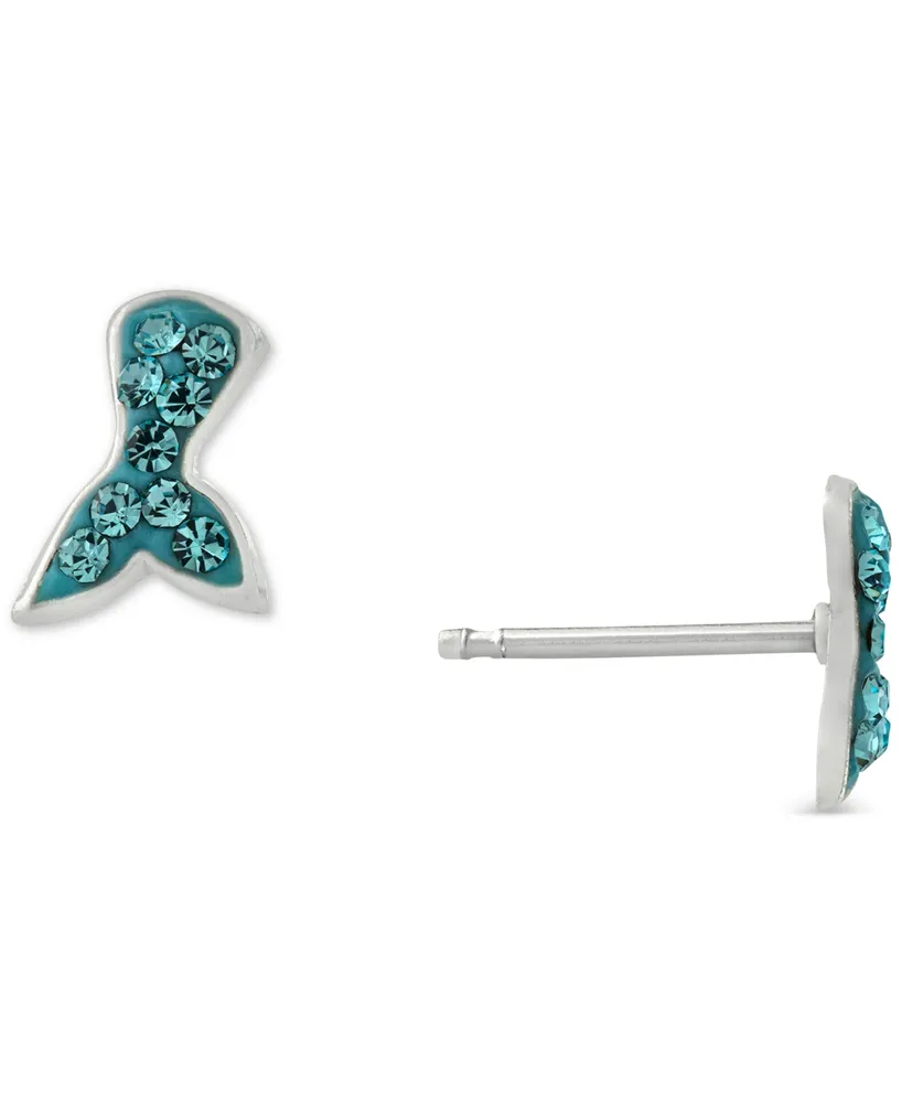 Giani Bernini Crystal Mermaid Tail Stud Earrings in Sterling Silver, Created for Macy's