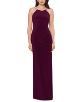 Betsy & Adam Embellished Halter Gown