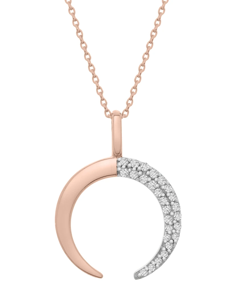 Wrapped Diamond Crescent Moon 20" Pendant Necklace (1/10 ct. t.w.) 14k Gold or Rose Gold, Created for Macy's